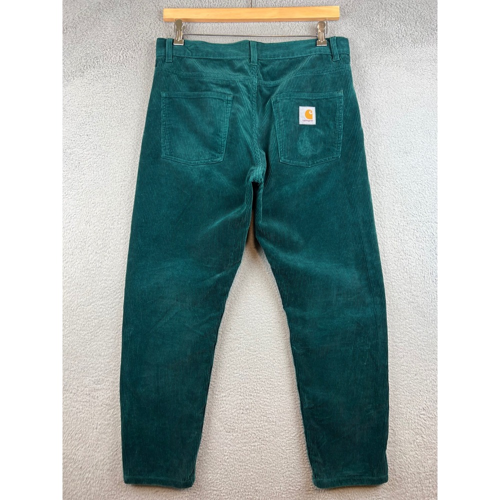 Carhartt WIP Newel Pant Green Corduroy Tapered Relaxed Fit Mens 34